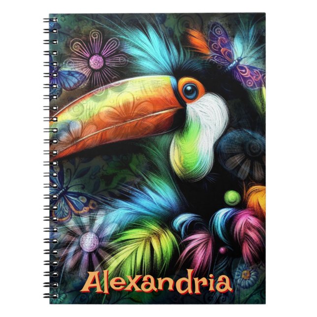 Carnet Whimsical Abstrait Toucan Bird Personnalisé (Devant)