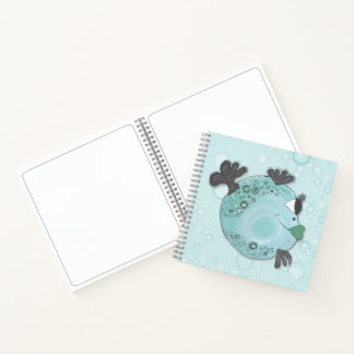 Carnet Whimsical and Cheveux Fish Art in Turquoise Hues