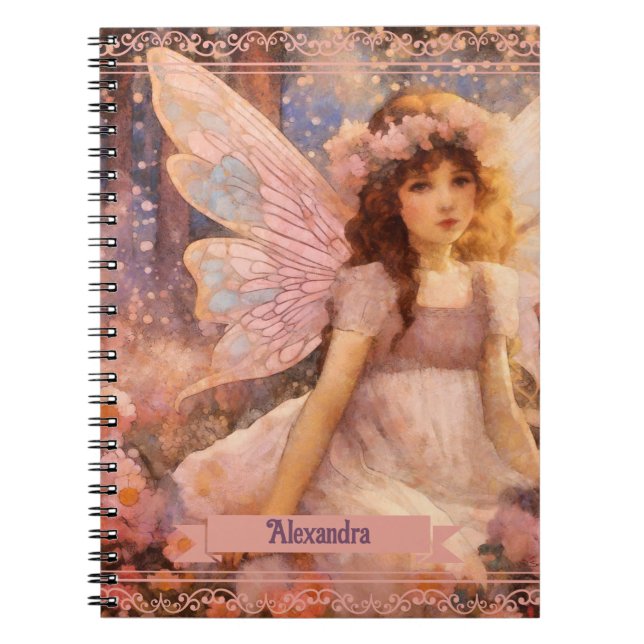 Carnet Whimsical Fairy in Dreamy Pink Floral Garden (Devant)