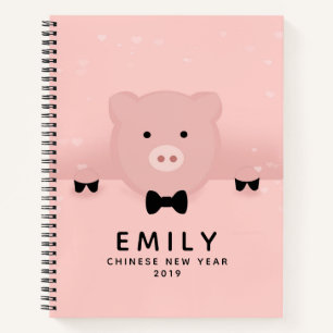 Carnet Whimsical Pink Pig mignon Nouvel An chinois