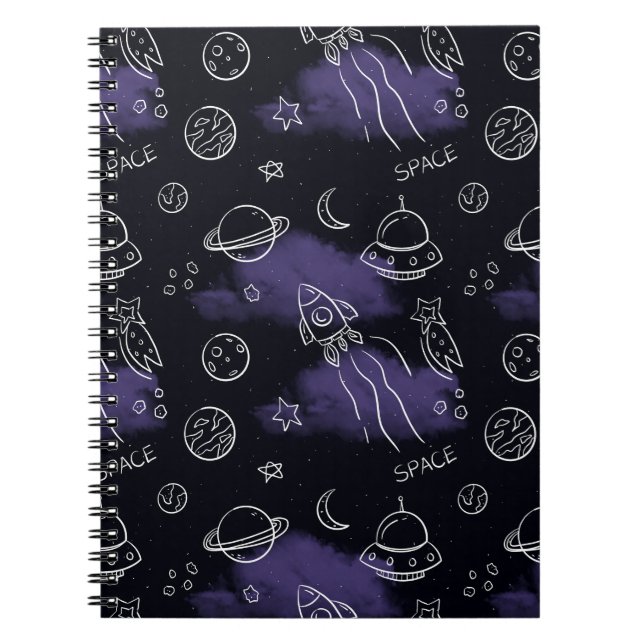 Carnet Whimsical Purple Outer Space Seamless Pattern (Devant)