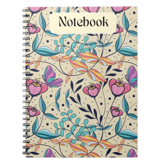 Carnet Whimsical rose et bleu papillon (Devant)