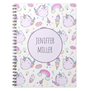 Carnet Whimsical Unicorn Enfants Filles Nom personnalisé