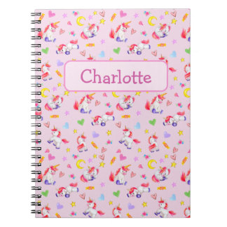 Carnet Whimsical Unicorn Motif personnalisé