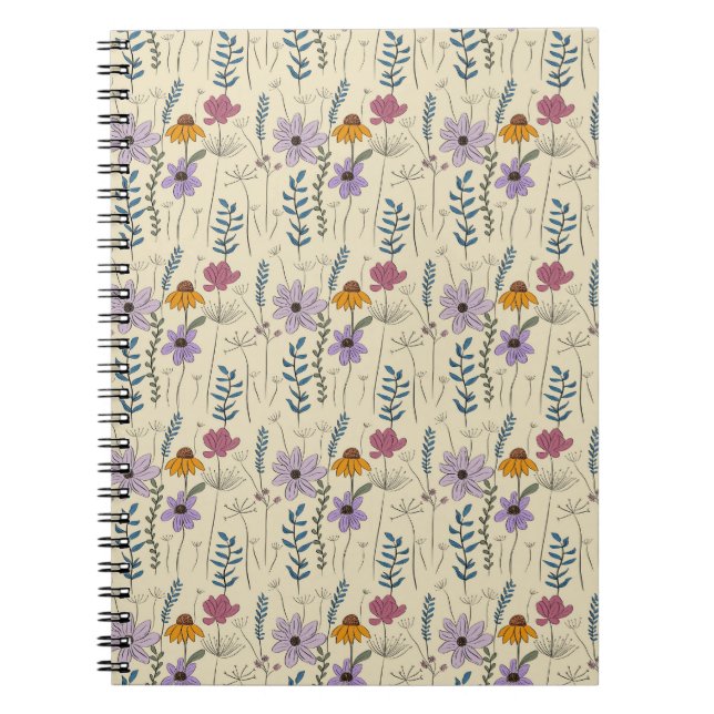 Carnet Whimsical Wildflower Seamless Pattern (Devant)