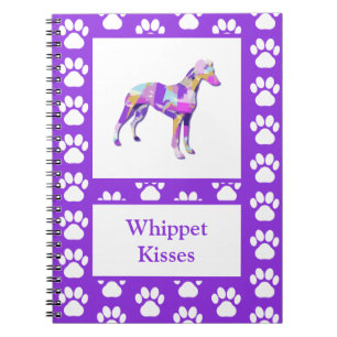 Carnet Whippet Chien gris italien Silhouette Paw Purple P