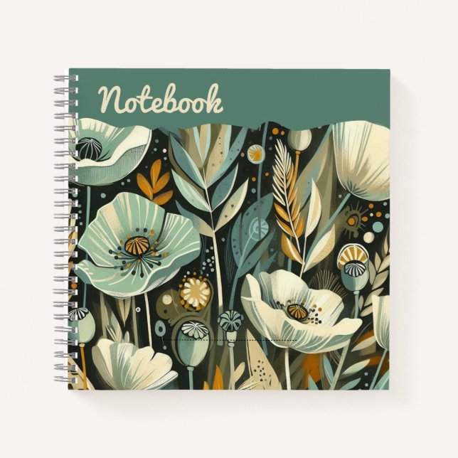 Carnet Whispers en Turquoise - Ethereal Poppies (Devant)