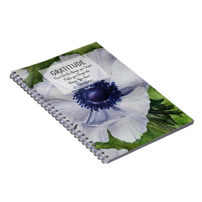 Carnet White Anemone Flower Gratitude (Côté Droit)