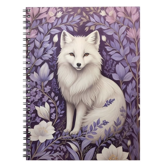 Carnet White Arctic Fox Lavender William Morris Fleurs (Devant)