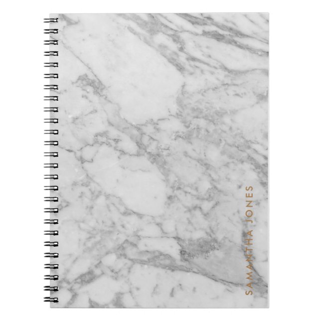 Carnet White Carrara Marble Gold Classic Personalised (Devant)