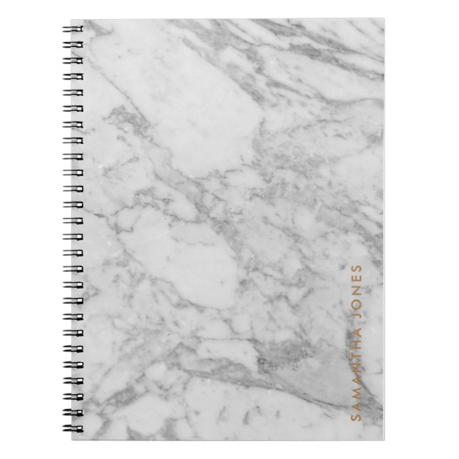Carnet White Carrara Marble Gold Classic Personalised (Devant)