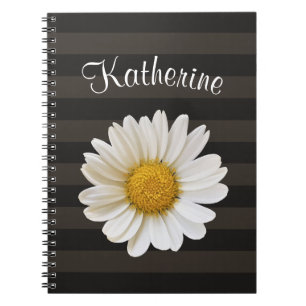 Carnet White Daisy Dark Strik Nom personnalisé