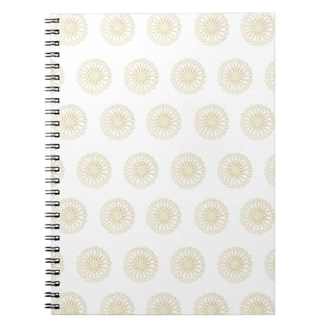 Carnet White | Golden Zinnia Flower Medallions (Devant)