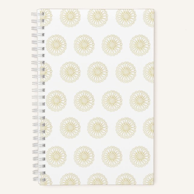 Carnet White | Golden Zinnia Flower Medallions (Recto)