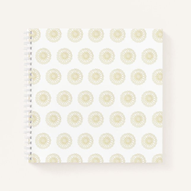 Carnet White | Golden Zinnia Flower Medallions (Devant)