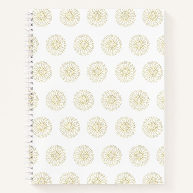 Carnet White | Golden Zinnia Flower Medallions (Devant)