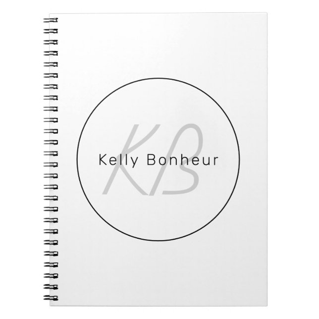 Carnet White Grey et Black | Cool Name & Monogram (Devant)