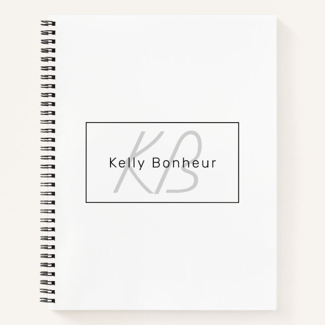 Carnet White Grey et Black | Cool Name & Monogram (Devant)
