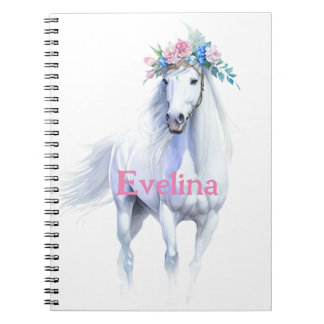Carnet White Horse Spiral Notebook: Magical and Fun