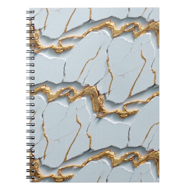 Carnet White Marble Texture with Cracked Gold Veins (Devant)