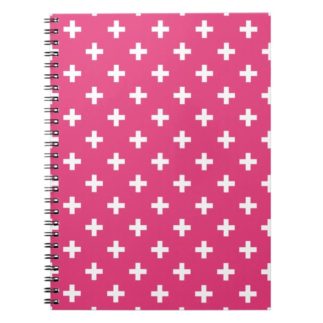 Carnet White polka crosses on fuchsia (Devant)