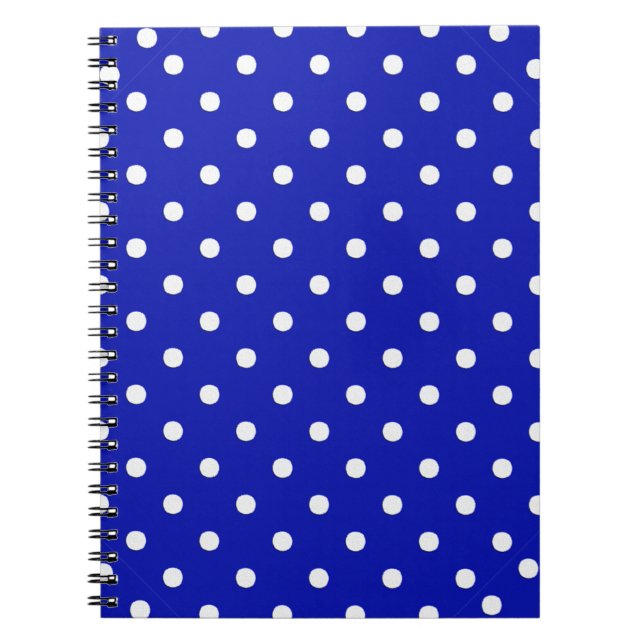Carnet white polka dots on blue (Devant)