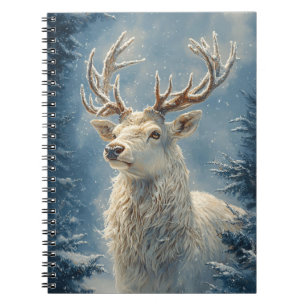 Carnet White Stag Portrait Mysar Winter Art