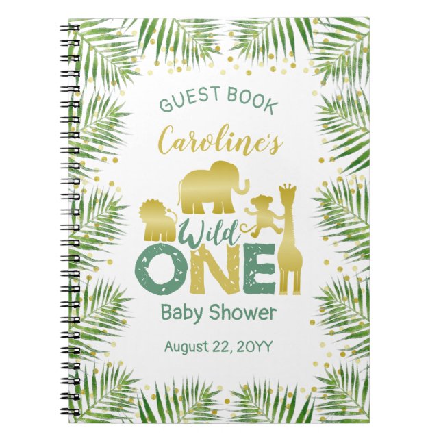 Carnet Wild One Gold Safari Baby Shower Guest Book (Devant)