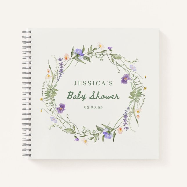 Carnet Wildflower Baby Shower Guest Book (Devant)