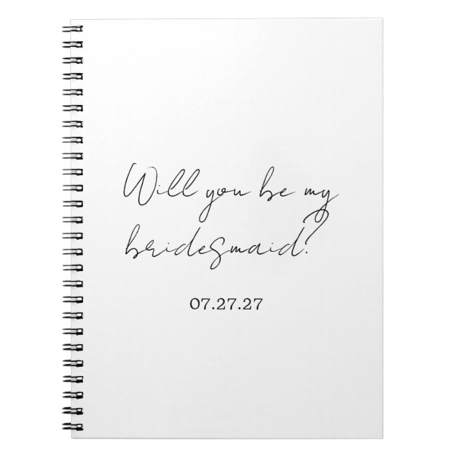 Carnet Will You Be My Bridesmaid Custom Cursive (Devant)