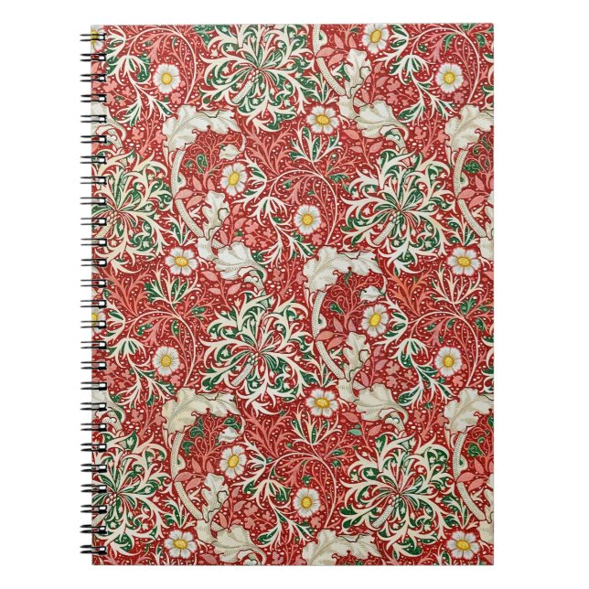 Carnet William Morris Algue Antique Fleur Rouge Vert (Devant)