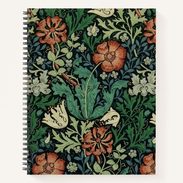 Carnet William Morris Compton Floral Art Nouveau Motif (Devant)