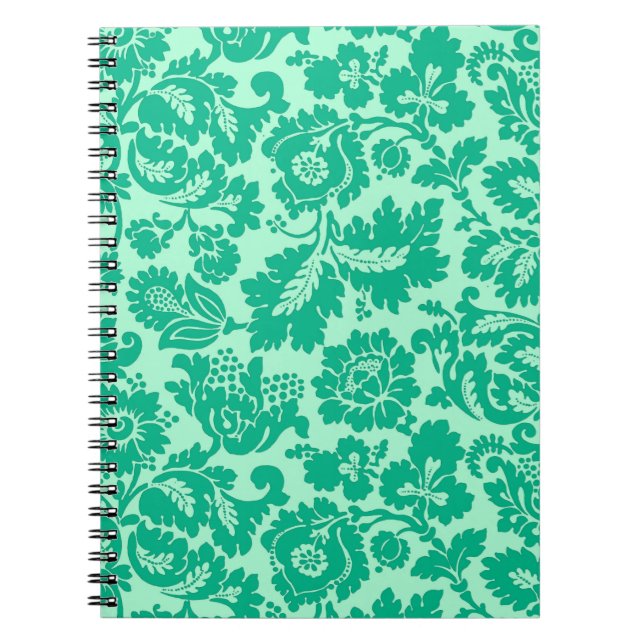 Carnet William Morris Floral Damask, Turquoise et Aqua (Devant)