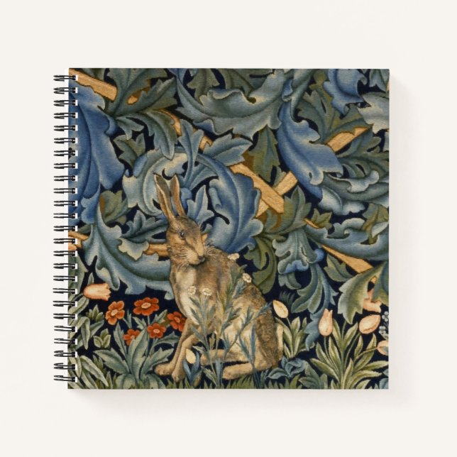 Carnet William Morris Forest Rabbit Floral Art Nouveau (Devant)