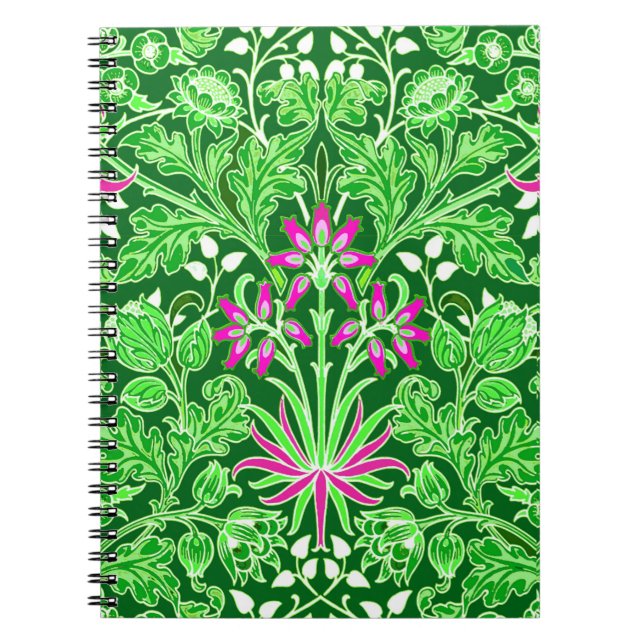 Carnet William Morris Hyacinth Print, Lime and Emerald (Devant)