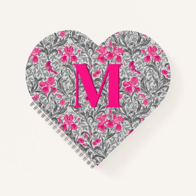 Carnet William Morris Irises, rose et gris argenté / gris