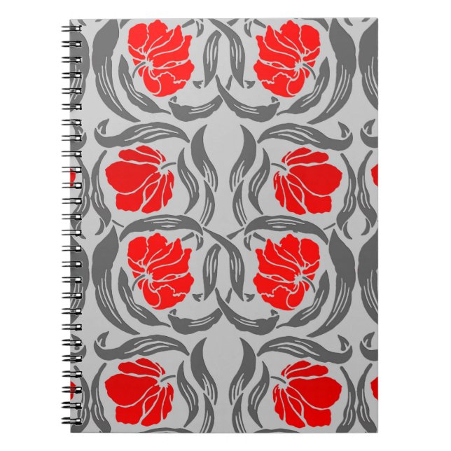Carnet William Morris Pimpernel, Silver Grey et Red (Devant)