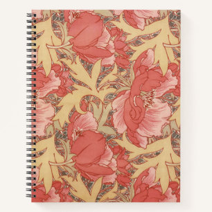 Carnet William Morris Poppies Floral Art Nouveau Motif