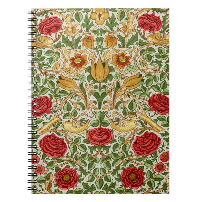 Carnet William Morris Rose & Oiseaux Chintz Rouge (Devant)