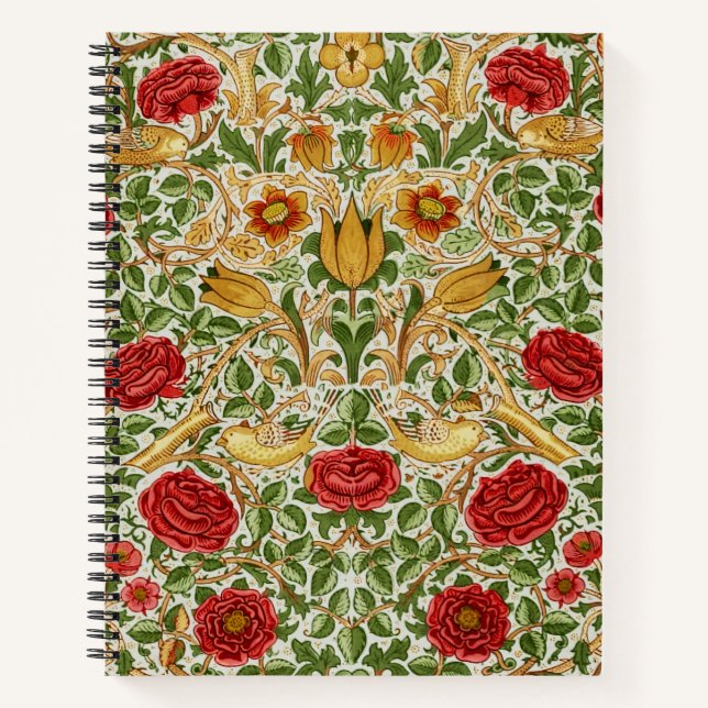 Carnet William Morris Rose & Oiseaux Chintz Rouge (Devant)