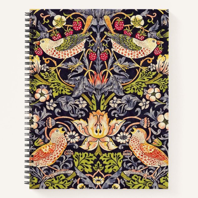 Carnet William Morris Strawberry Thief Floral Art Nouveau (Devant)