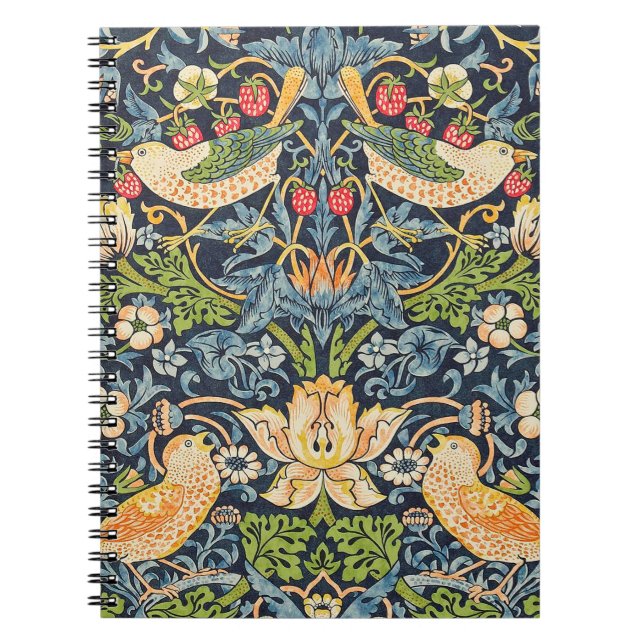 Carnet William Morris Strawberry Thief Motif floral (Devant)