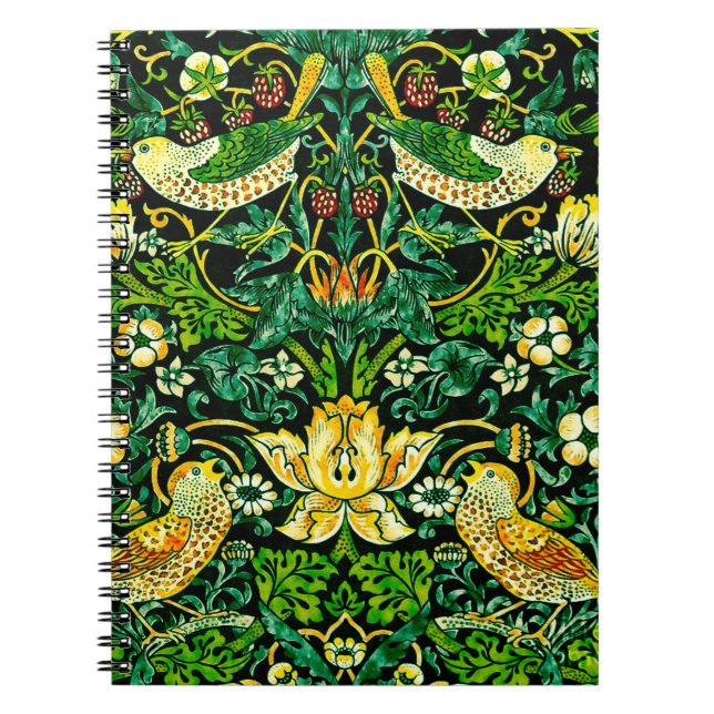 Carnet William Morris Strawberry Thief Vert Et Orange (Devant)