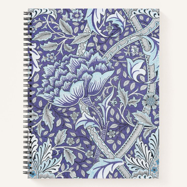 Carnet William Morris Windrush motif floral bleu (Devant)