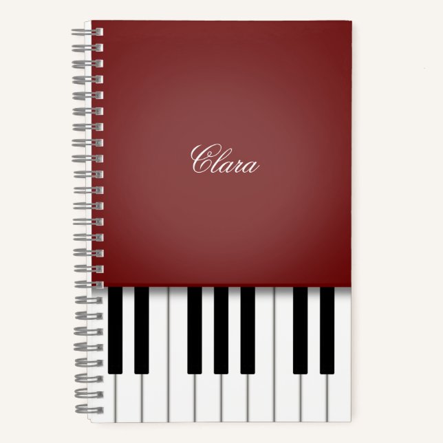 Carnet Wine Red Elegant Piano Clavier Personnalisé (Recto)