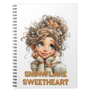 Carnet Winter Magic Cute Cozy Girl Spiral Notebook 