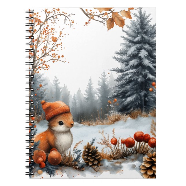 Carnet Winter Squirrel in Frosted Forest (Devant)