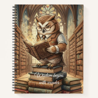 Carnet Wise Owl Librarian Vintage Art Notebook