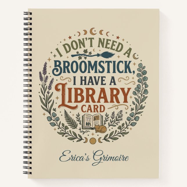 Carnet Witchy Librarian Library Card Book Lover Custom (Devant)