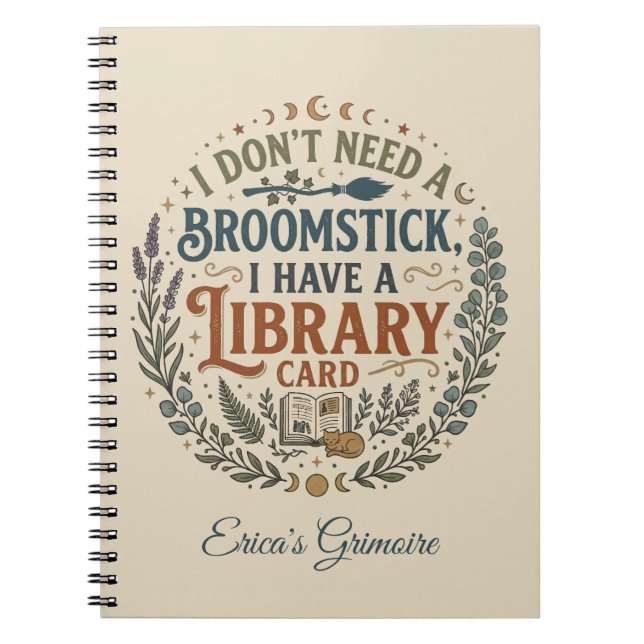 Carnet Witchy Librarian Library Card Book Lover Custom (Devant)